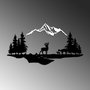 Wallity Deer And Landscape - 2 Escultura de Pared de Metal Blanco y Negro